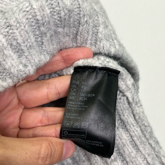 H&M - Jacquard Knit Light Gray Mélange Patterned Turtleneck Sweater Size XS - Picture 9 of 11